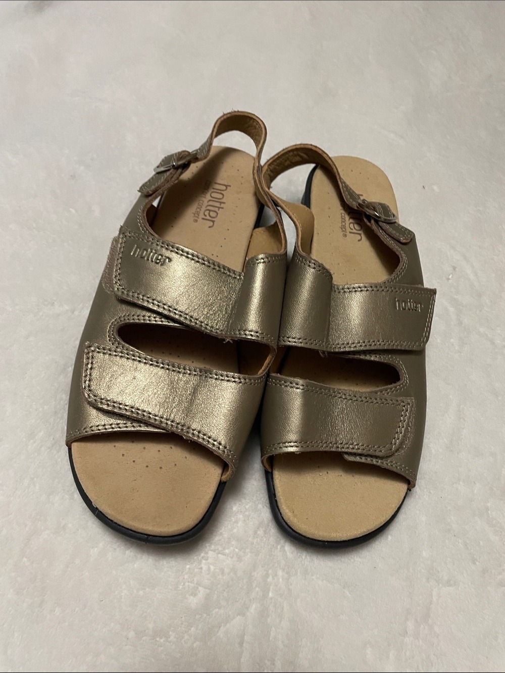 Hotter Easy Bronze Leather Adjustable Slingback Casual Sandals Sz 9.5M